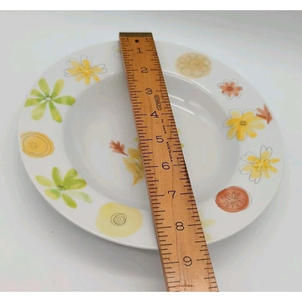 Crate & Barrel Fall Floral Rimmed Soup Bowl Replacement Green Yellow Brown